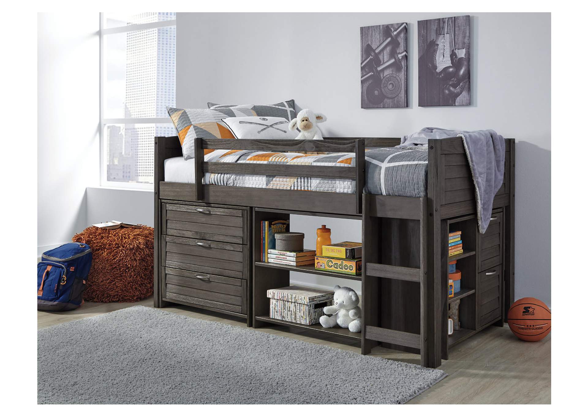 Caitbrook Twin Loft Bed with 1 Large Storage Drawer,Close Out