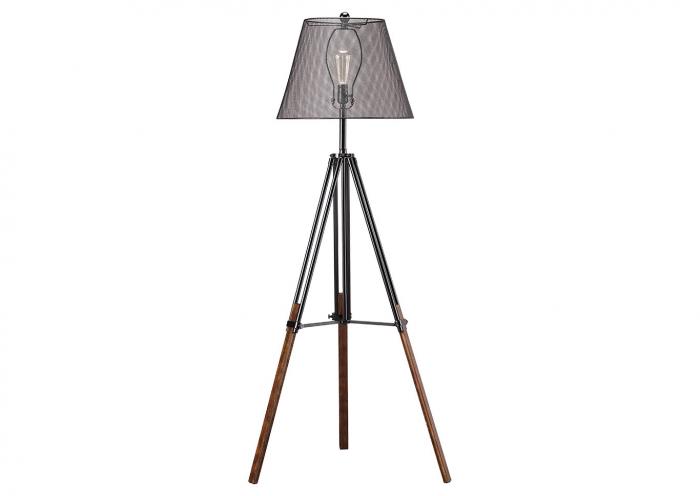 Leolyn Black/Brown Metal Floor Lamp (1/CN),Close Out