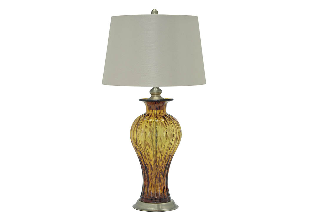 Ardal Amber Glass Table Lamp,Close Out