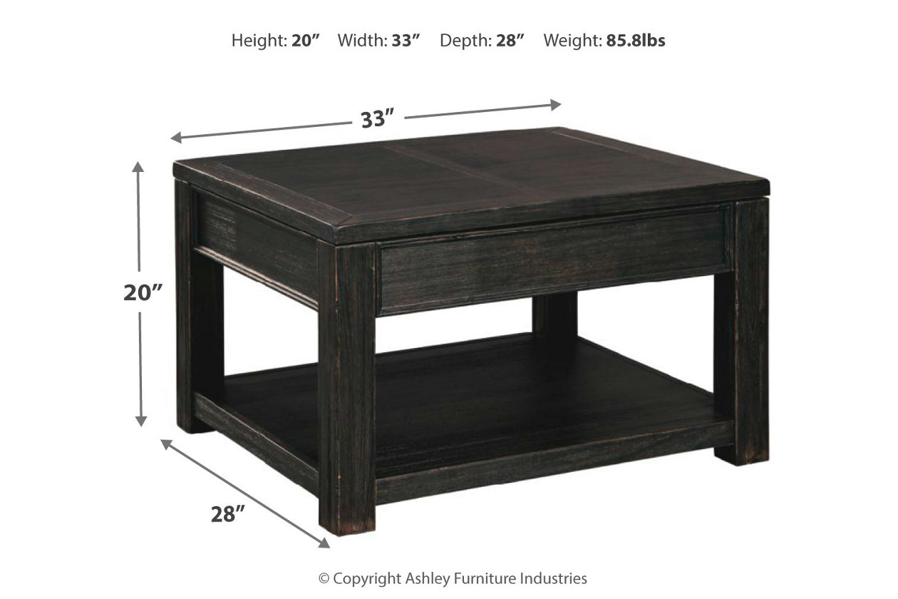 Gavelston Black Coffee Table w/Lift Top,Close Out