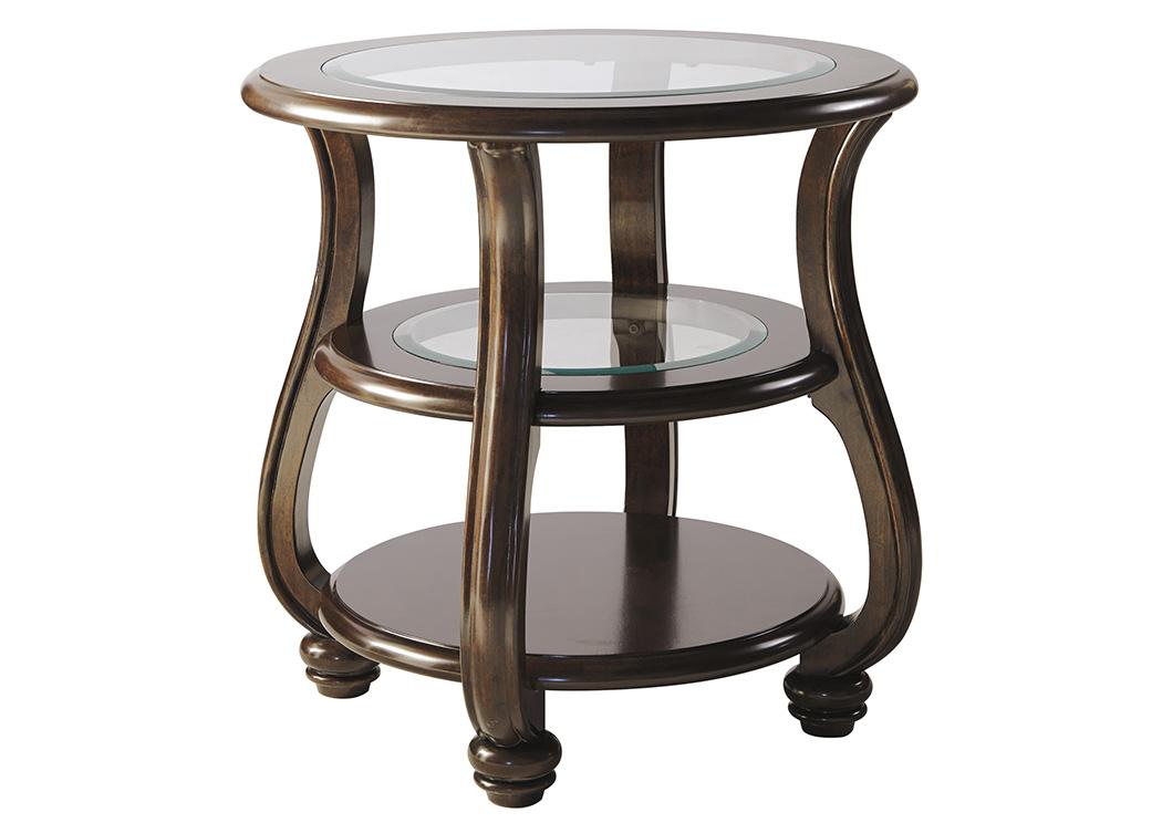 Yexenburg Dark Brown Round End Table,Close Out