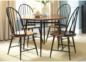 Shanilee Round Dining Table w/ 2 Black/2 RedSide Chairs