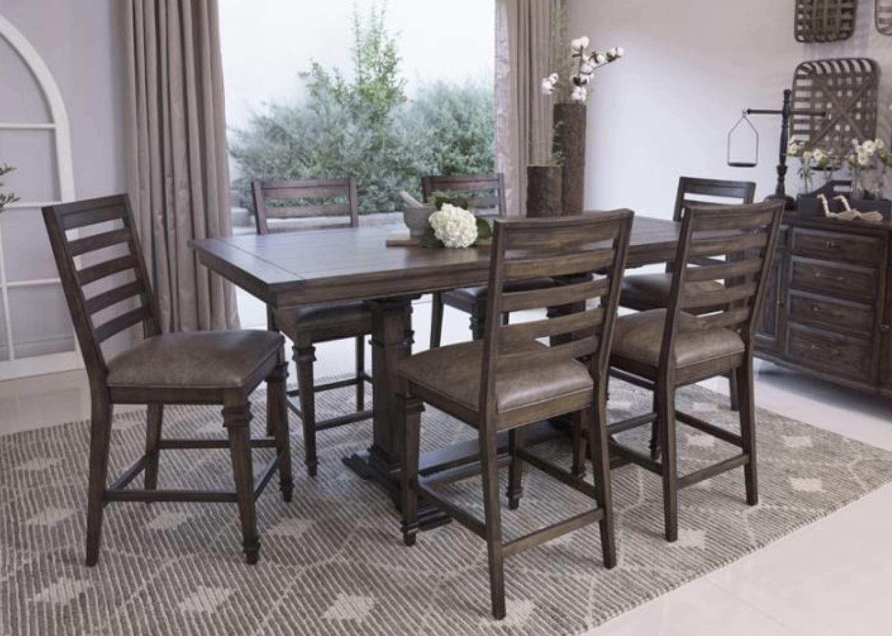 Delphine Trestle Counter Height Table W/ 6 Chairs,MISC.