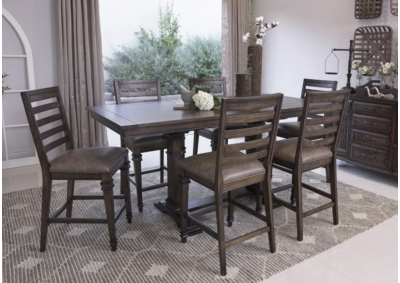 Image for Delphine Trestle Counter Height Table W/ 6 Chairs