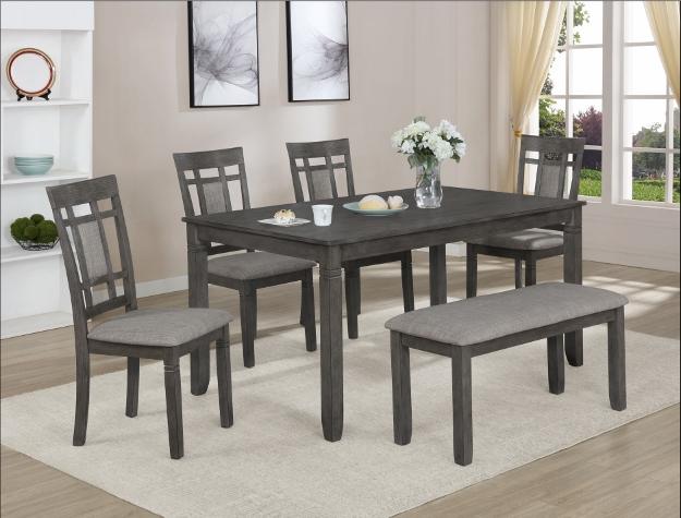 6pcs dining table with bench 2325GY CrownMark,Instore