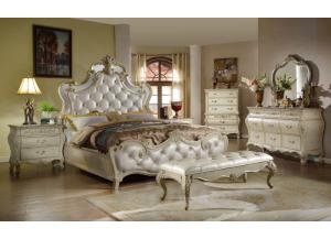 Image for King Bed, Marble Top Dresser, Mirror and Marble Top Nightstand.