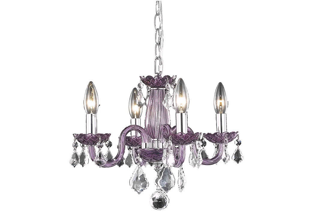 Rococo Collection Mini Chandelier Purple Finish 4Lt,Elegant Lighting
