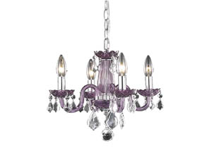 Image for Rococo Collection Mini Chandelier Purple Finish 4Lt