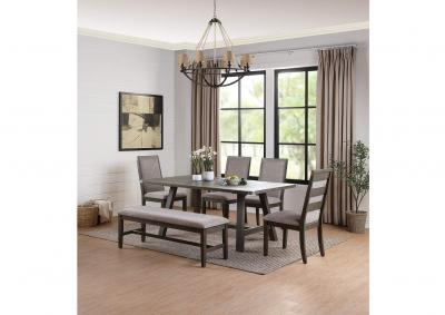 Image for F2494 Table + 4 F1801 Side Chairs + F1802 Dining Bench