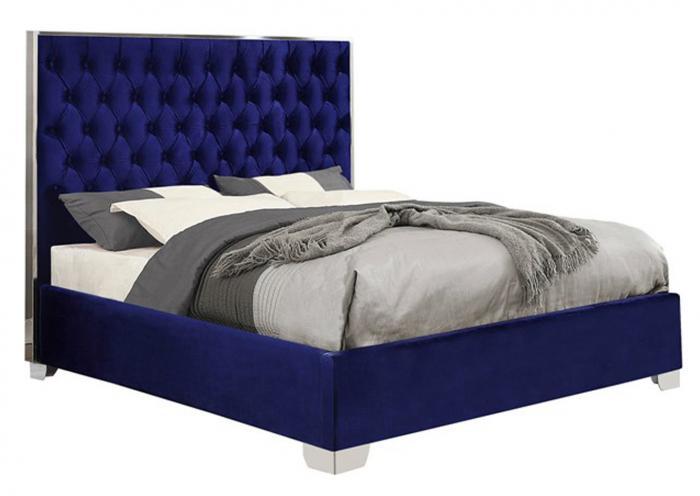 Lexi Blue w/Chrome Trim King Bed ,Specials 
