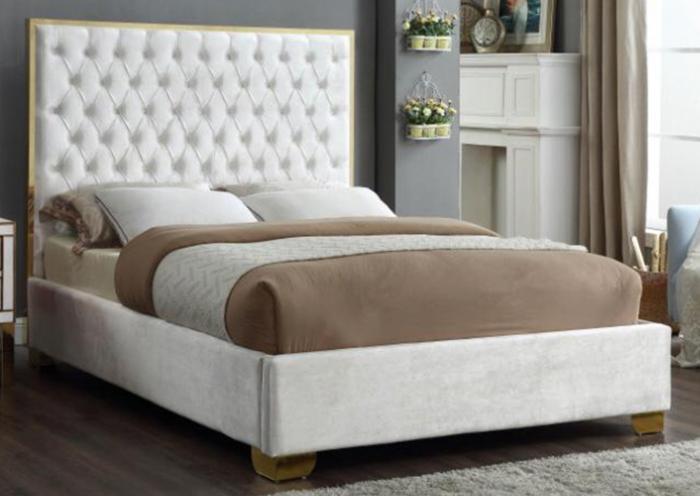 Lexi White w/Gold Trim King Bed ,Specials 
