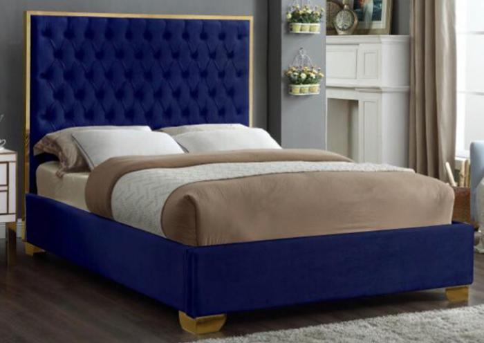 Lexi Blue w/Gold Trim King Bed ,Specials 