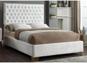 Lexi White w/Gold Trim Queen Bed 
