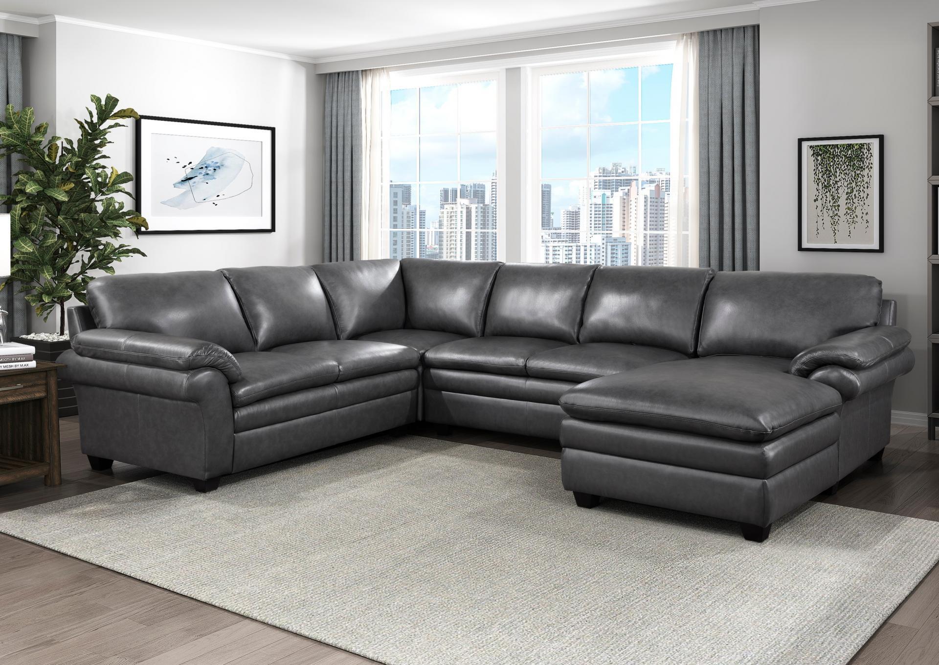 Exton Leather 4Pc  Sectional,Homelegance