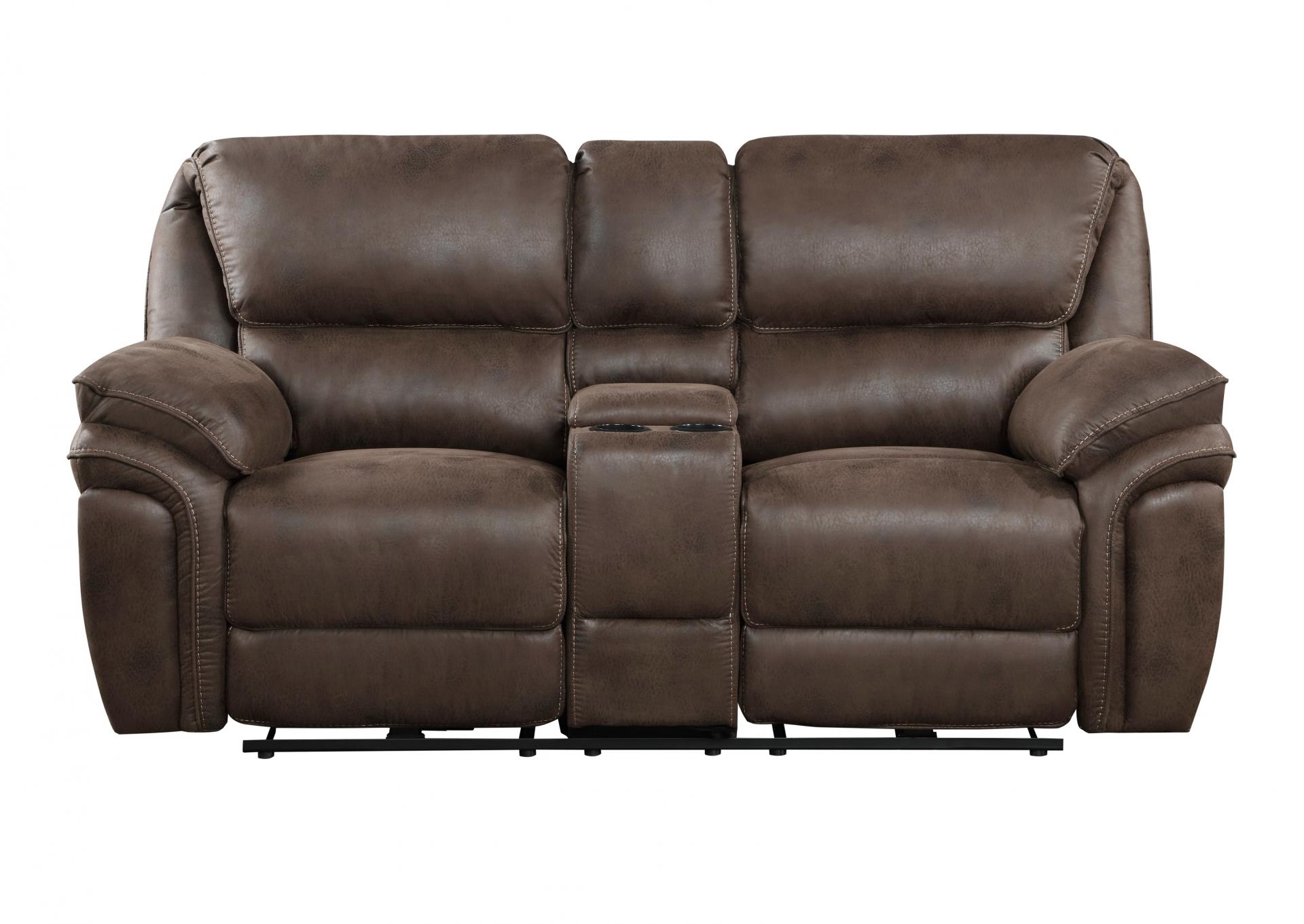 Proctor Double Reclining Loveseat with Console in Brown,Homelegance