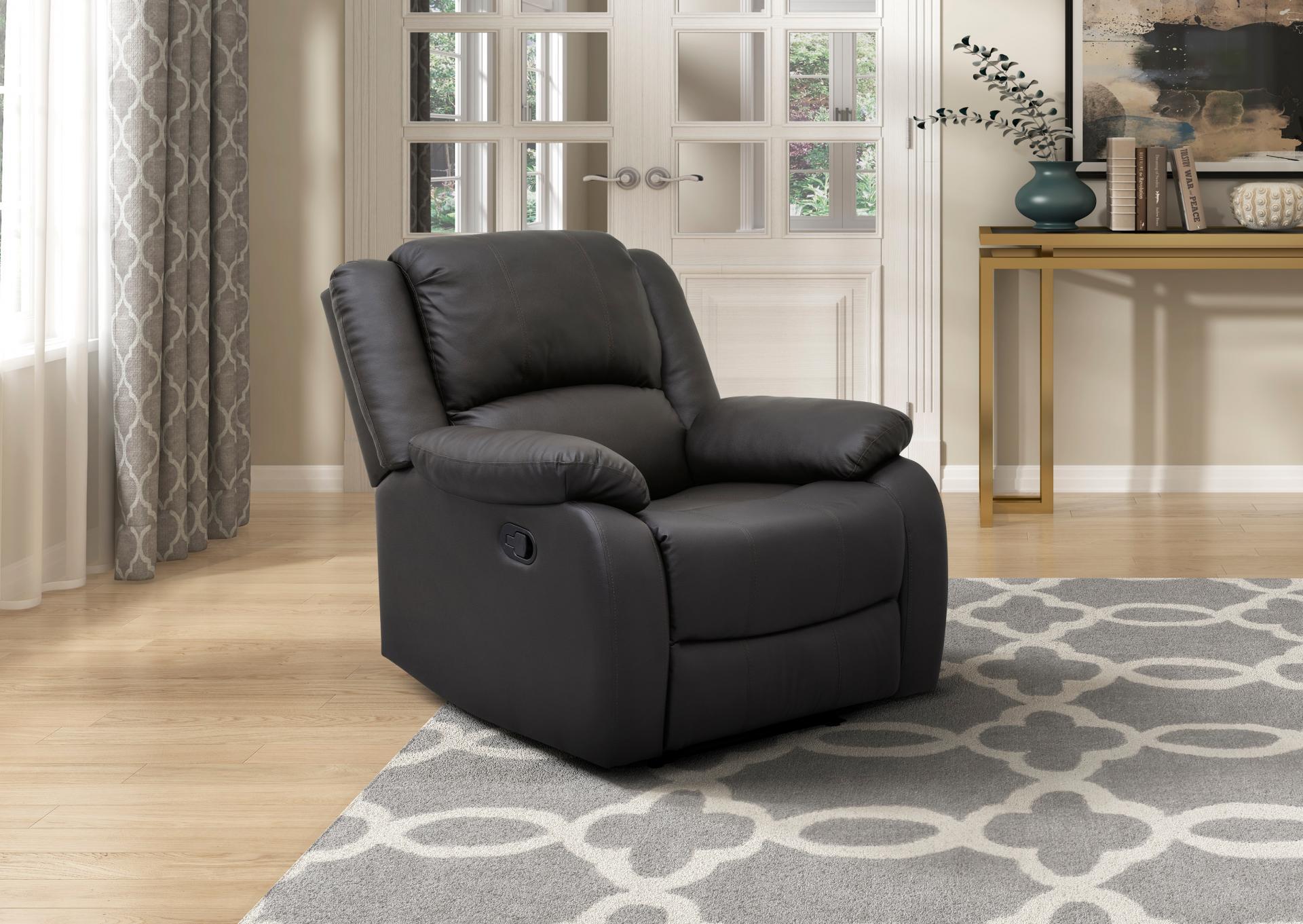 Fairview Dark Brown Faux Leather Recliner,Comfort Industries