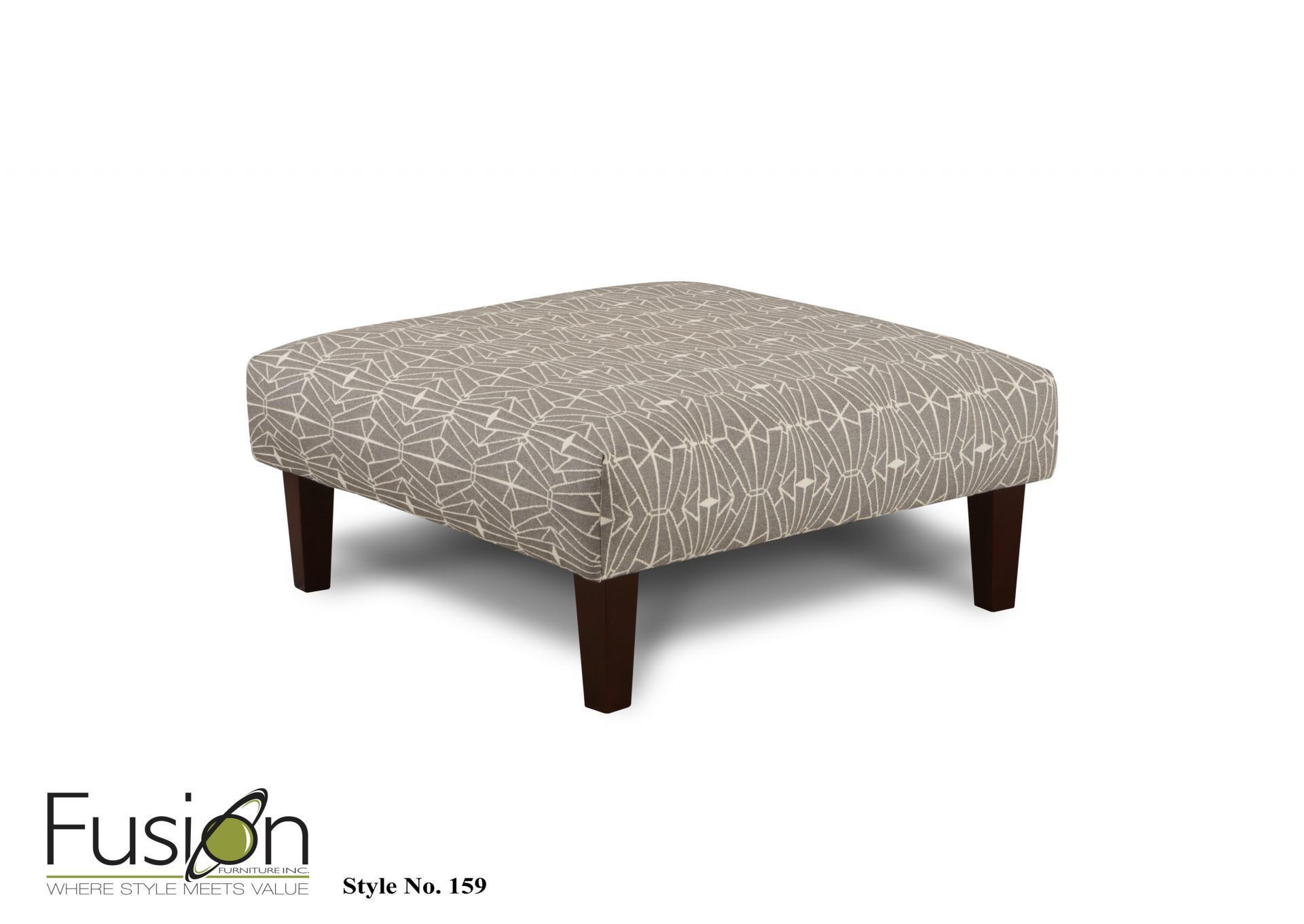 Emblem Charcoal Cocktail Ottoman - Sugarshack Glacier Collection,Fusion