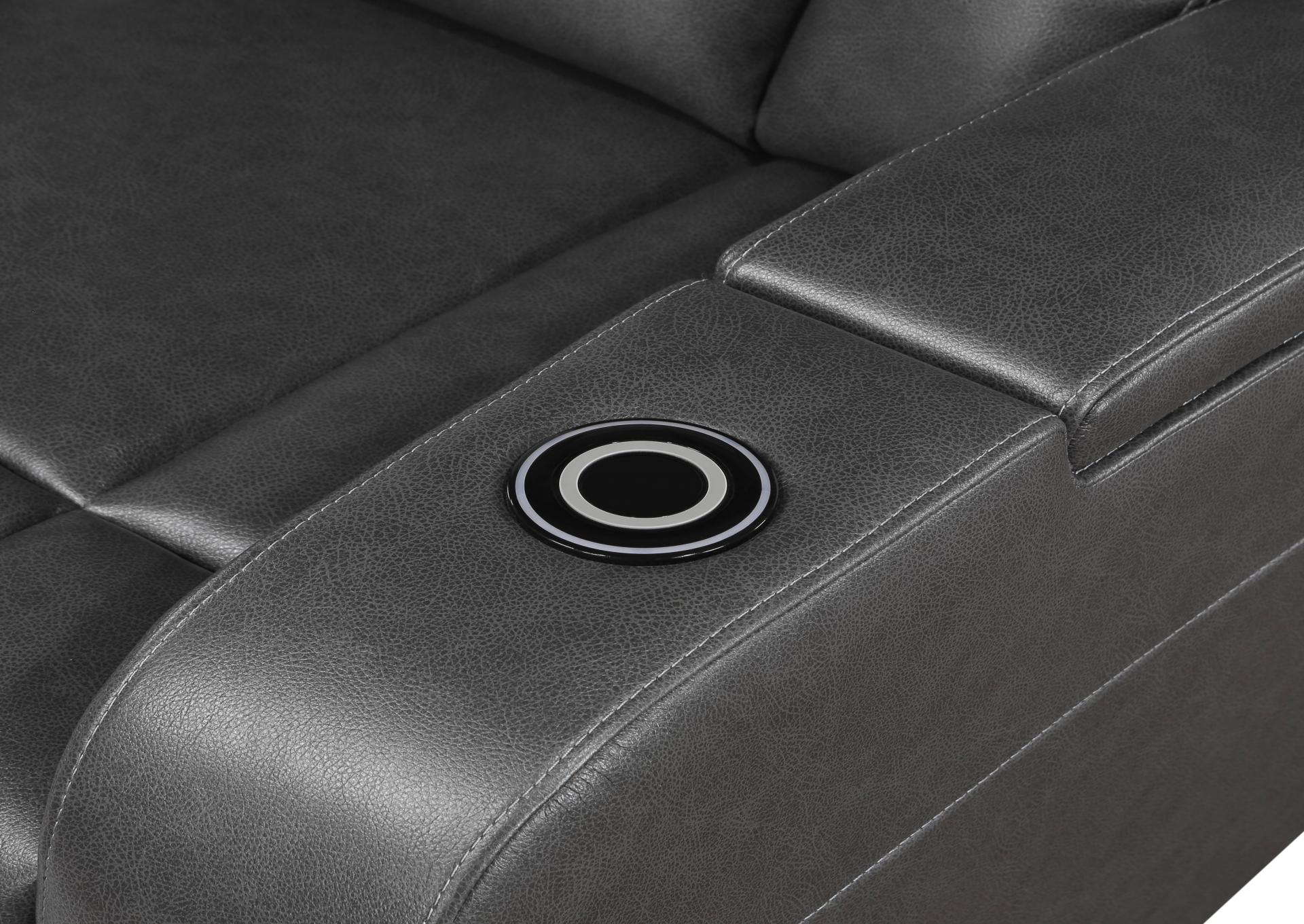 Power Recliner w/ Speakers,  Wireless Charger, Cooling Cupholder, LED Lighting USB & Storage Arms,Homelegance