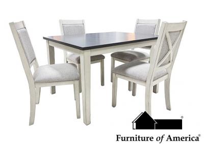 Image for Amanda 5pc White and Gray Dining Set