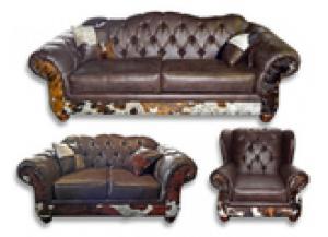 Image for Million Dollar Rustic Sable Cowhide Sofa, Loveseat, and Chair