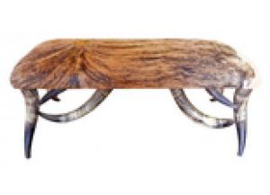 Image for Million Dollar Rustic Cowhide Horns 4' Bench