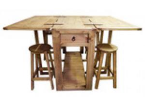 Image for Million Dollar Rustic Drop Leaf Island with Barstools