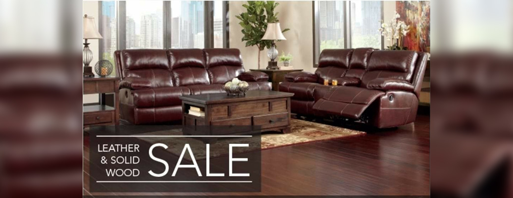 Leather and Solid Wood Sale 