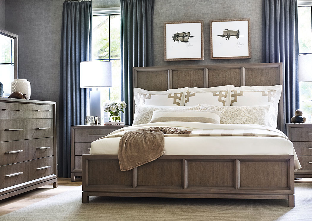 Highline Greige Panel Queen Bed w/Dresser and Mirror Squan ...