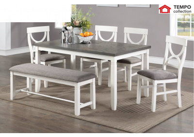 Image for 6 pc Dining Set, Grey and White