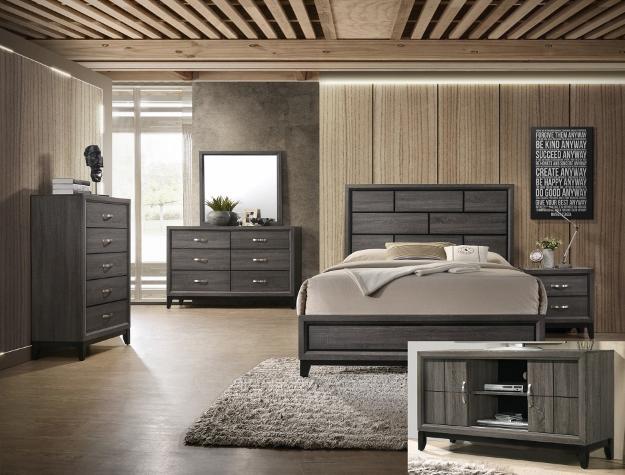Akerson Grey Twin Bed, Dresser, Mirror, Nightstand and Chest,Crown Mark