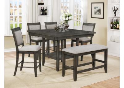 Image for Fulton Gray Counter Table with 4 sides and bench