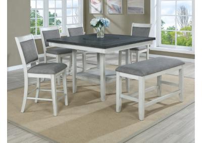 Image for FULTON CHALK AND GRAY DINETTE, FOUR CHAIRS AND BENCH