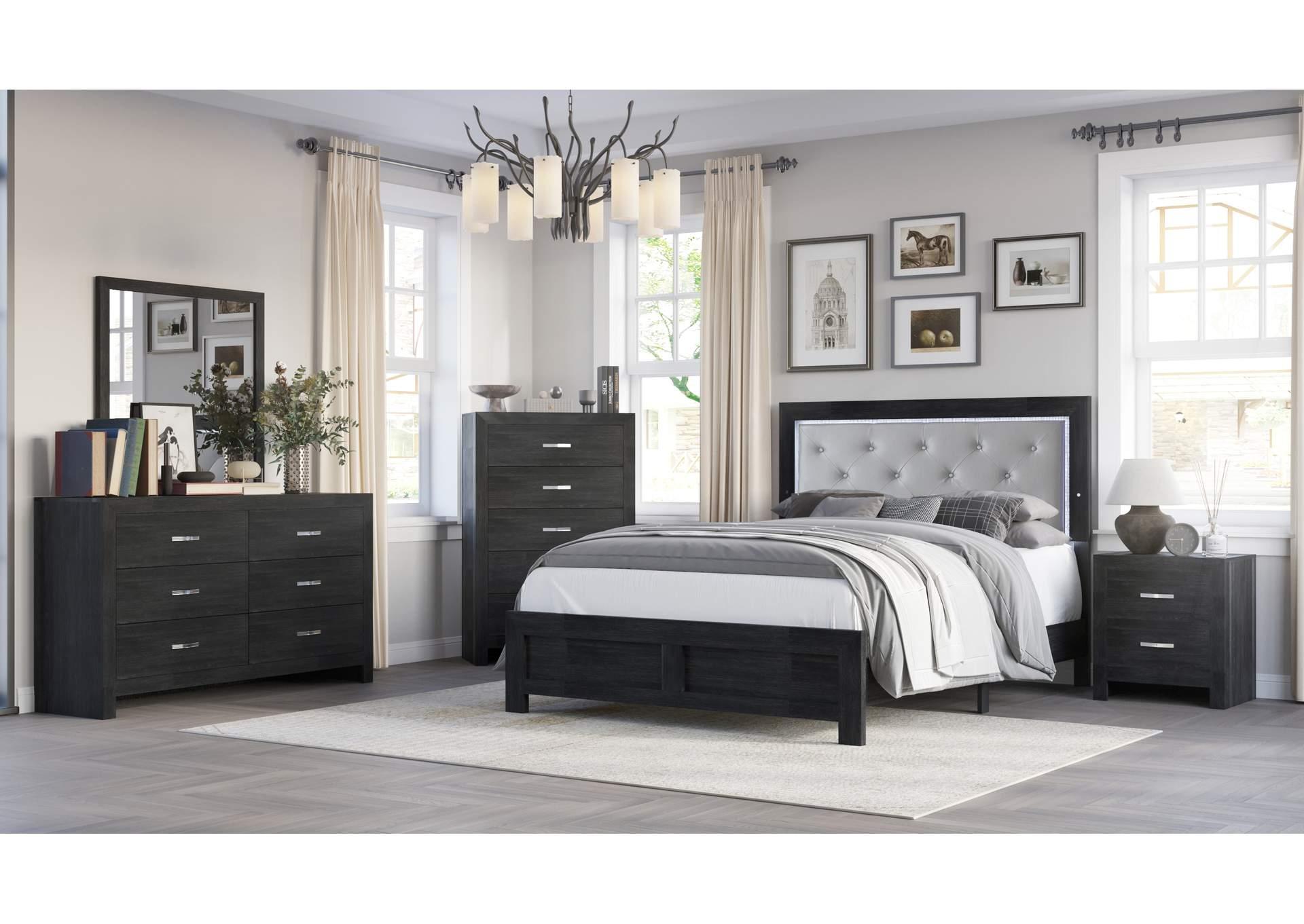 Jaylen 4Pc Queen Bedroom Set Black Finish The Furniture Store