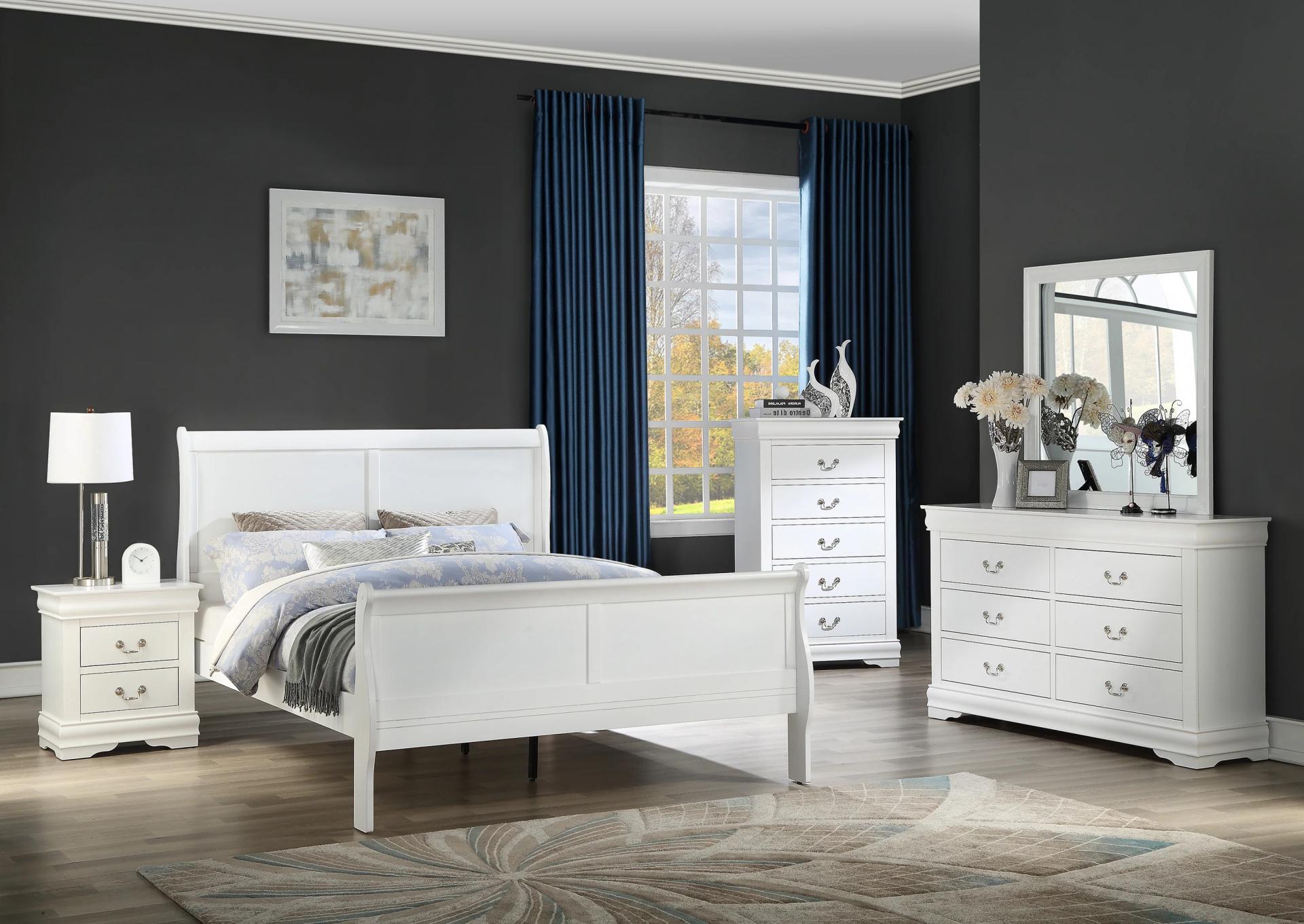 Louis Philippe 4Pc Queen Bedroom Set White Finish The Furniture Store