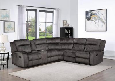 Image for Sephora Grey 6PC Manuel Reclining Sectional w/ Cupholders