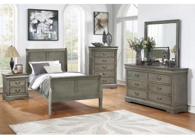 Image for Louis Philippe 4Pc Twin Bedroom Set Gray Finish