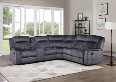 Image for Reverse Blue Gray 6PC Manuel Reclining Sectional w/ Cupholders