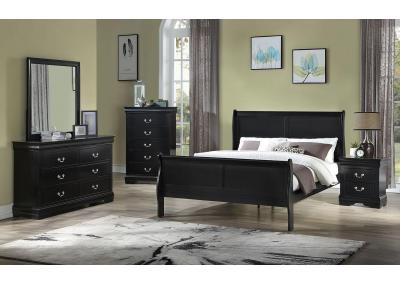 Image for Louis Philippe 4Pc Queen Bedroom Set Black Finish