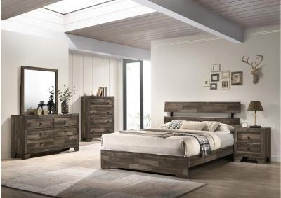 Image for Atticus 4Pc Eastern King Bedroom Set Gray Multi Colored Brown Finish