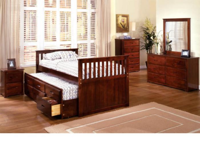 Montana II Twin Captain Bed w/Trundle & Storage Drawers,Furniture of America