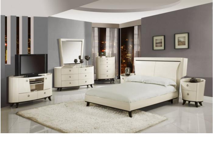 Global Angelica Beige King Bed,Dresser,Mirror & 2 Nightstands,Global Furniture