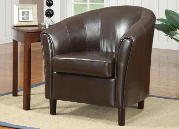 Brown Leather Accent Barrel Chair,Coaster