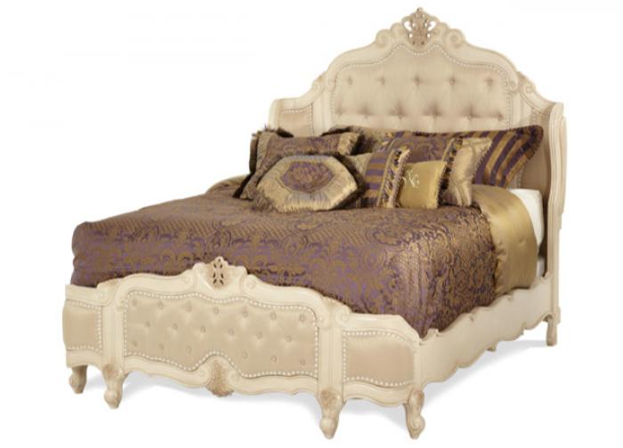Michael Amini Lavelle Blanc Queen Tufted Wing Mansion Bed,Aico