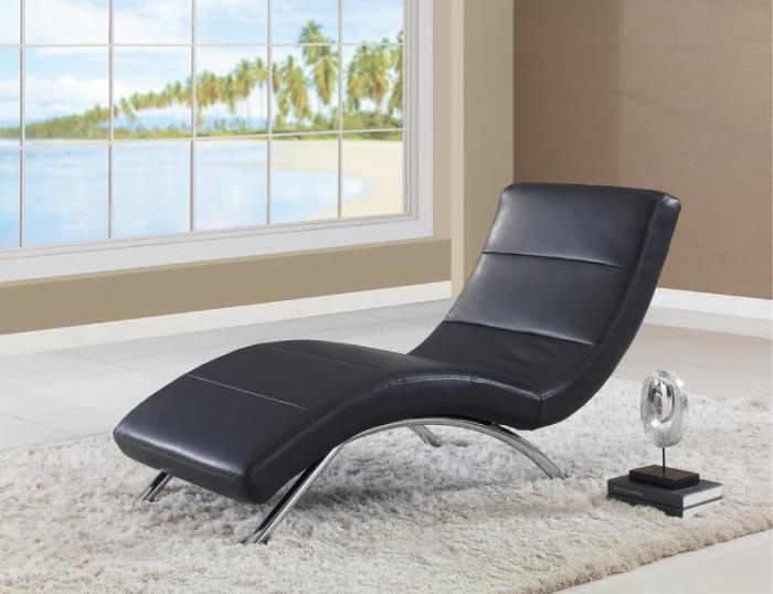 Global Black Leather R820 Chaise Lounge,Global Furniture
