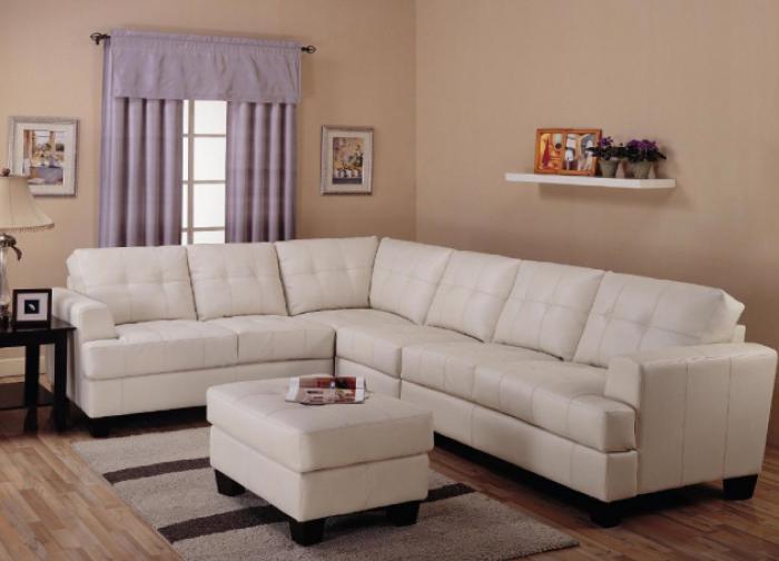 Samuel Contemporary 4 Piece White Leather Sectional,Coaster
