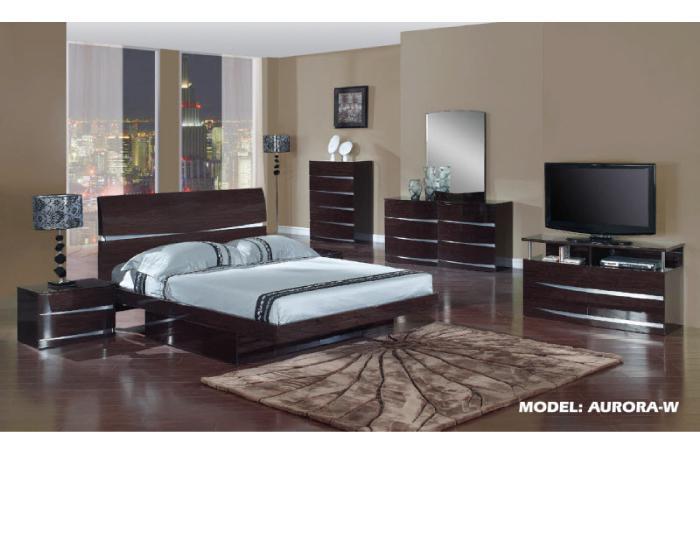 Global Aurora Wenge Full Bed,Dresser,Mirror & 2 Nightstands,Global Furniture