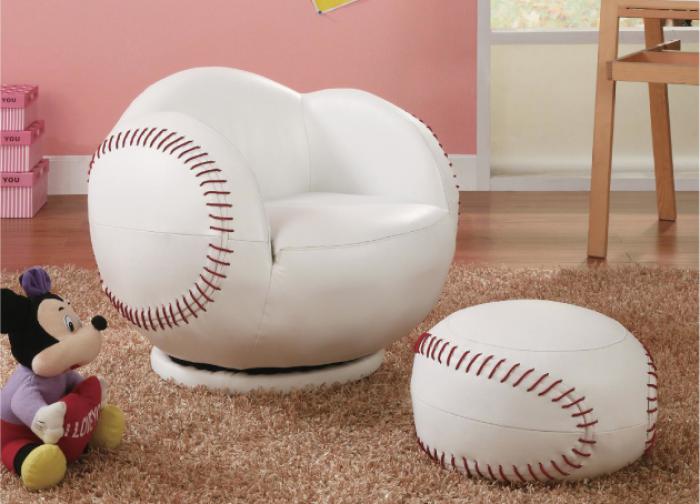 Allstar Kids Baseball Chair & Ottoman,Coaster