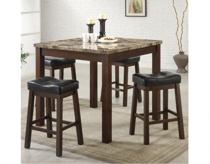 Sofie 5-Piece Marble Look Counter Height Dining Room Set,Coaster