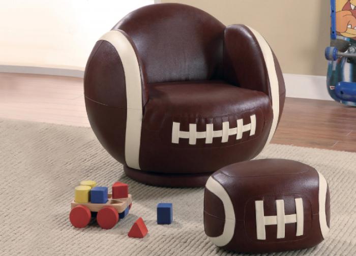 Allstar Kids Football Chair & Ottoman,Coaster