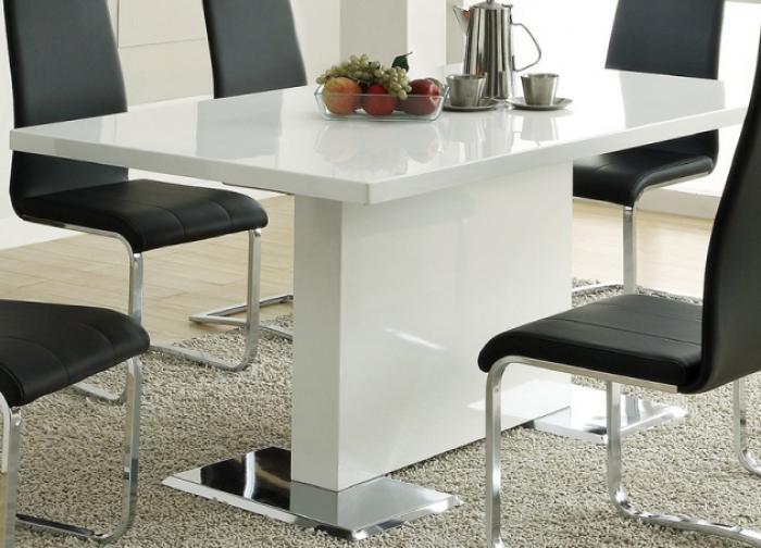 Coaster White Dining Table With Chrome Base,Coaster